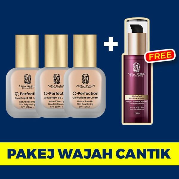 PAKEJ WAJAH CANTIK ( 3BB CREAM , FREE 1 CLEANSER)