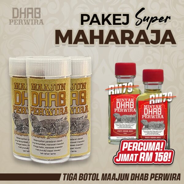 PAKEJ MAHARAJA ( 3 BOTOL + 2 BOTOL MINYAK PATI DHAB)