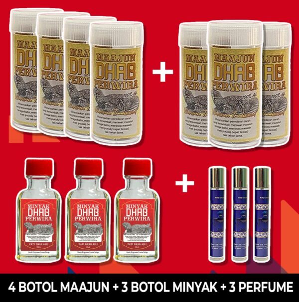 MEGA PROMO PAKEJ PERKASA ( 4 MAAJUN + 3 MAAJUN + 3 BOTOL MINYAK + 3 PERFUME )